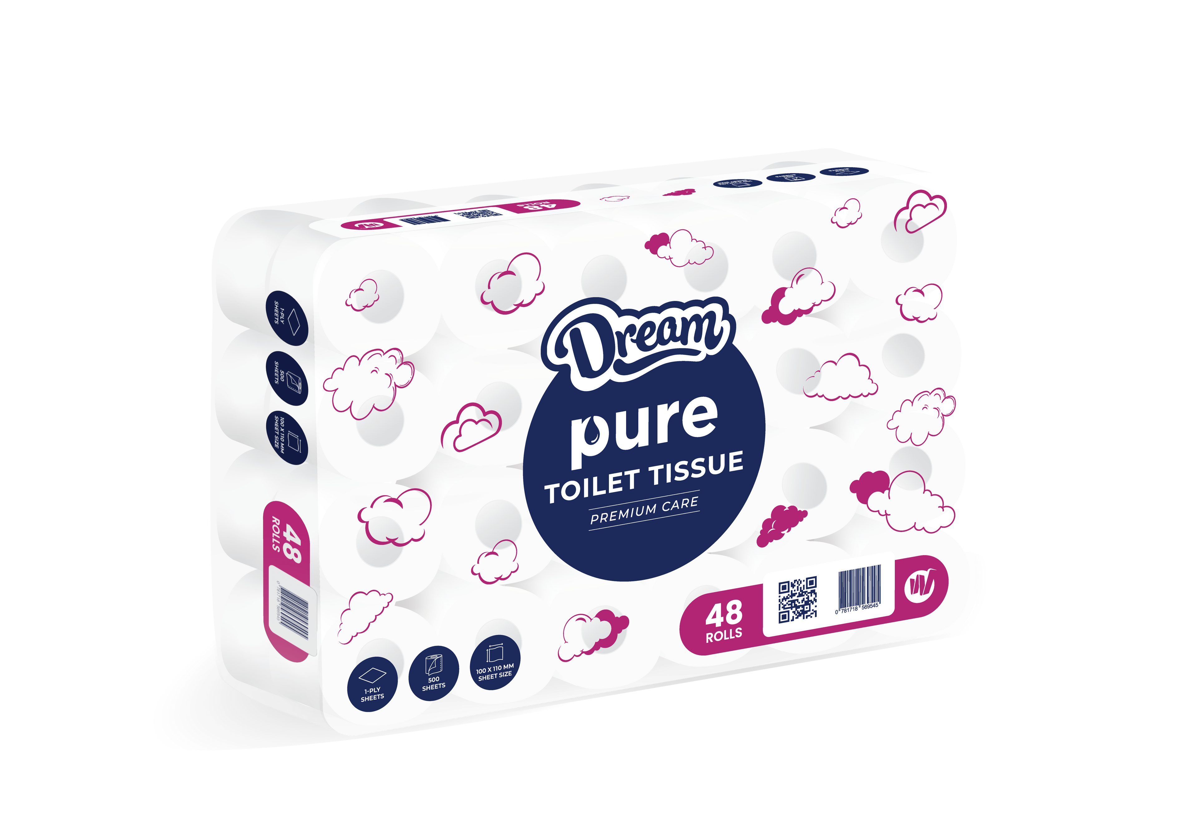 Dream Pure Toilet Paper Single Ply - Virgin