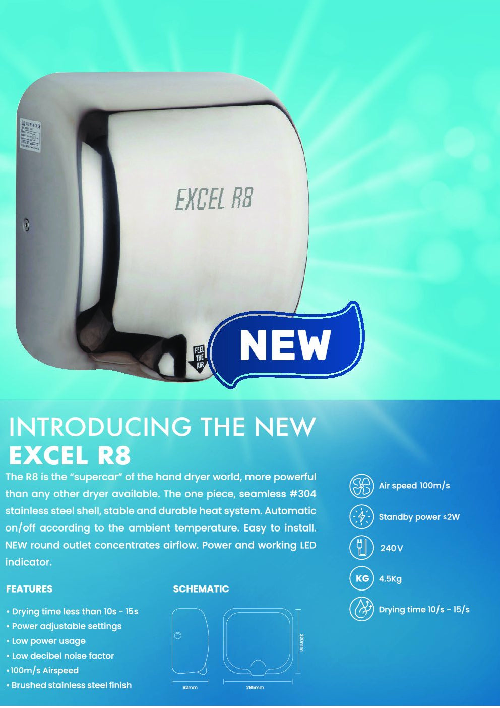 Hand Dryer S/S  - Excel R8